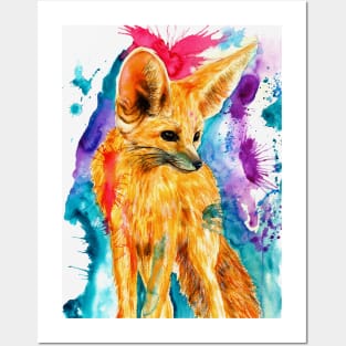 fennec fox watercolor Posters and Art